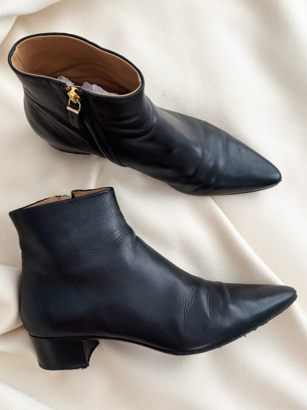 The Row "Ambra" Pointy Toe Ankle Boot in Black, size 40